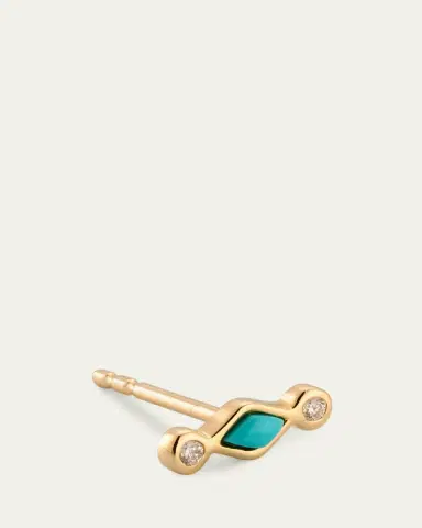 Sydney Evan Turquoise and Diamond Bezel Stud Earrings | Thumbnail 3 Sydney Evan Turquoise and Diamond Bezel Stud Earrings | Thumbnail 3