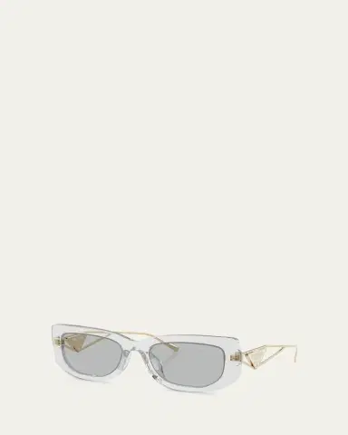 Prada Triangle Logo Rectangle Acetate & Metal Sunglasses | Thumbnail 4 Prada Triangle Logo Rectangle Acetate & Metal Sunglasses | Thumbnail 4