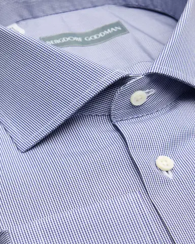 Bergdorf Goodman Men's Cotton Micro-Check Spread Collar Dress Shirt | Thumbnail 2 Bergdorf Goodman Men's Cotton Micro-Check Spread Collar Dress Shirt | Thumbnail 2