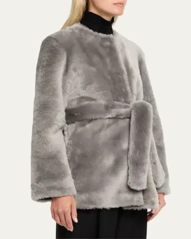 Toteme Plush Shearling Belted Coat | Thumbnail 4 Toteme Plush Shearling Belted Coat | Thumbnail 4