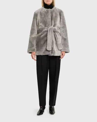 Toteme Plush Shearling Belted Coat | Thumbnail 6 Toteme Plush Shearling Belted Coat | Thumbnail 6