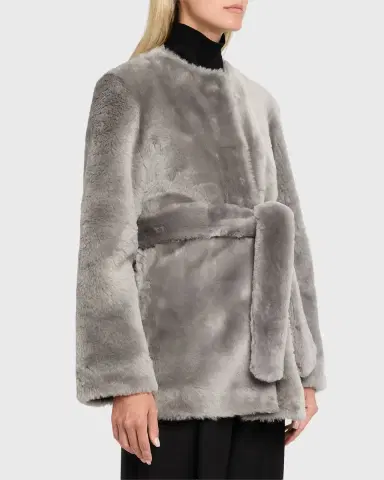 Toteme Plush Shearling Belted Coat | Thumbnail 8 Toteme Plush Shearling Belted Coat | Thumbnail 8