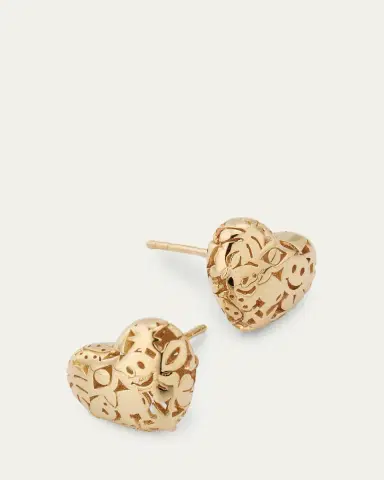 Sydney Evan Small Puffy Icon Heart Stud Earrings | Thumbnail 3 Sydney Evan Small Puffy Icon Heart Stud Earrings | Thumbnail 3