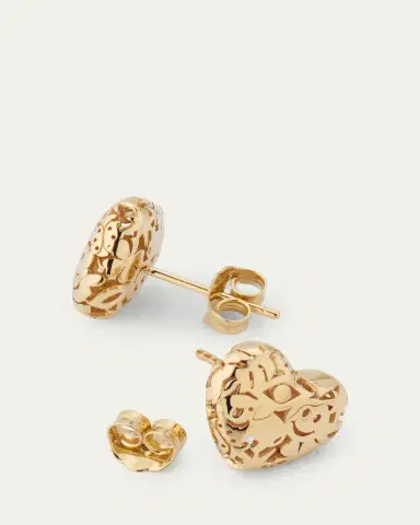 Sydney Evan Small Puffy Icon Heart Stud Earrings | Thumbnail 4 Sydney Evan Small Puffy Icon Heart Stud Earrings | Thumbnail 4