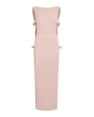 BERNADETTE Colette Bow Low-Back Cape Sleeveless Gown | Thumbnail 1 BERNADETTE Colette Bow Low-Back Cape Sleeveless Gown | Thumbnail 1
