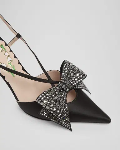 Valentino Garavani 85mm Bowow Embellished Satin Slingback Pumps | Thumbnail 11 Valentino Garavani 85mm Bowow Embellished Satin Slingback Pumps | Thumbnail 11