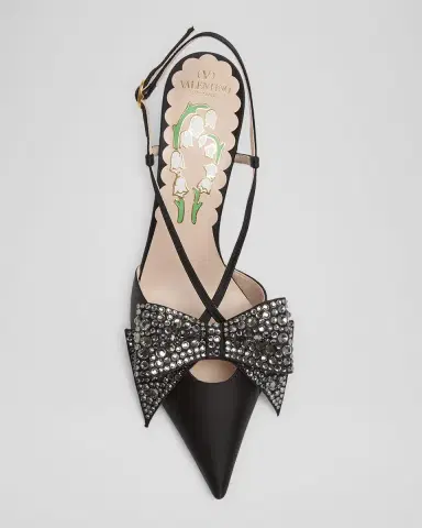 Valentino Garavani 85mm Bowow Embellished Satin Slingback Pumps | Thumbnail 12 Valentino Garavani 85mm Bowow Embellished Satin Slingback Pumps | Thumbnail 12