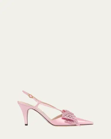 Valentino Garavani 85mm Bowow Embellished Satin Slingback Pumps | Thumbnail 4 Valentino Garavani 85mm Bowow Embellished Satin Slingback Pumps | Thumbnail 4