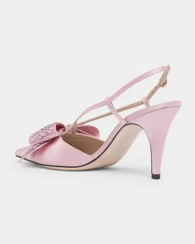Valentino Garavani 85mm Bowow Embellished Satin Slingback Pumps | Thumbnail 7 Valentino Garavani 85mm Bowow Embellished Satin Slingback Pumps | Thumbnail 7