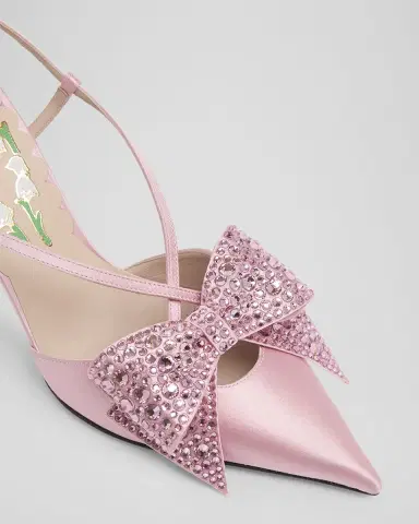 Valentino Garavani 85mm Bowow Embellished Satin Slingback Pumps | Thumbnail 8 Valentino Garavani 85mm Bowow Embellished Satin Slingback Pumps | Thumbnail 8