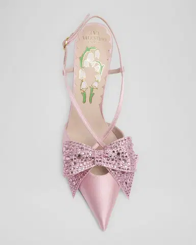 Valentino Garavani 85mm Bowow Embellished Satin Slingback Pumps | Thumbnail 9 Valentino Garavani 85mm Bowow Embellished Satin Slingback Pumps | Thumbnail 9