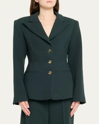 Sergio Hudson Waisted Single-Breasted Jacket | Thumbnail 4 Sergio Hudson Waisted Single-Breasted Jacket | Thumbnail 4