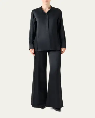 Akris Hammered Silk-Wool Button-Down Shirt | Thumbnail 2 Akris Hammered Silk-Wool Button-Down Shirt | Thumbnail 2