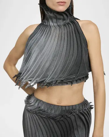 Alaïa Sculptural Pleated Crop Halter Top | Thumbnail 9 Alaïa Sculptural Pleated Crop Halter Top | Thumbnail 9