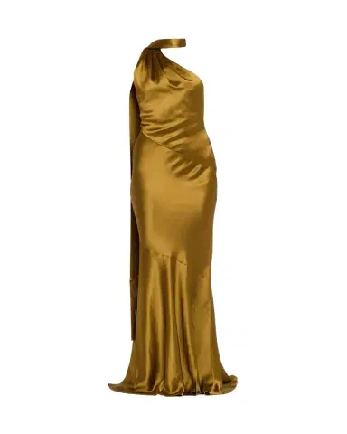 Retrofête Kelsa High-Neck Satin Scarf Gown | Thumbnail 1 Retrofête Kelsa High-Neck Satin Scarf Gown | Thumbnail 1
