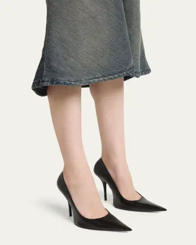 Balenciaga 90mm Avenue Leather Pointed-Toe Pumps | Thumbnail 2 Balenciaga 90mm Avenue Leather Pointed-Toe Pumps | Thumbnail 2
