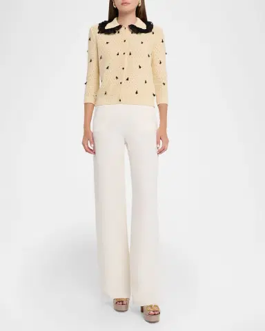 Valentino Garavani Pointelle Micro Tassel Ruffled Cardigan | Thumbnail 10 Valentino Garavani Pointelle Micro Tassel Ruffled Cardigan | Thumbnail 10
