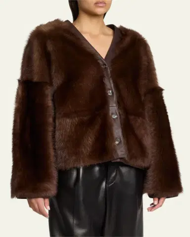 Loewe Lamb Shearling V-Neck Cardigan | Thumbnail 4 Loewe Lamb Shearling V-Neck Cardigan | Thumbnail 4