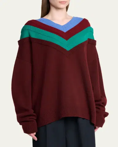LOEWE x Albers Layered V-Neck Wool Sweater | Thumbnail 4 LOEWE x Albers Layered V-Neck Wool Sweater | Thumbnail 4