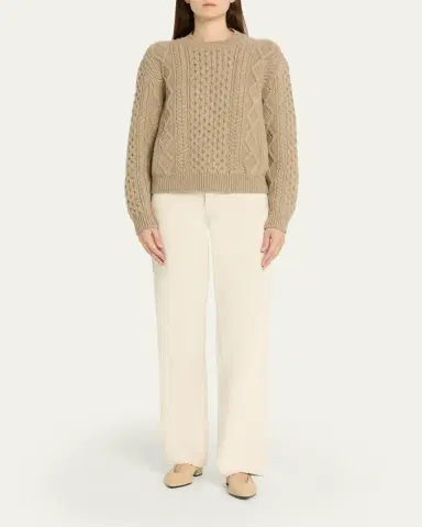 Loro Piana Eyre Cashmere Fisherman Knit Crewneck Sweater | Thumbnail 2 Loro Piana Eyre Cashmere Fisherman Knit Crewneck Sweater | Thumbnail 2