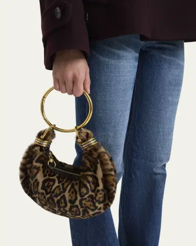 Chloé Bracelet Hobo Bag in Leopard-Print Shearling | Thumbnail 2 Chloé Bracelet Hobo Bag in Leopard-Print Shearling | Thumbnail 2