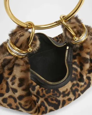 Chloé Bracelet Hobo Bag in Leopard-Print Shearling | Thumbnail 8 Chloé Bracelet Hobo Bag in Leopard-Print Shearling | Thumbnail 8