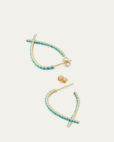 Lana Small Turquoise Front to Back Upside Down Hoop Earrings | Thumbnail 4 Lana Small Turquoise Front to Back Upside Down Hoop Earrings | Thumbnail 4