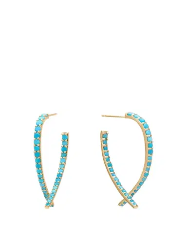 Lana Small Turquoise Front to Back Upside Down Hoop Earrings | Thumbnail 1 Lana Small Turquoise Front to Back Upside Down Hoop Earrings | Thumbnail 1