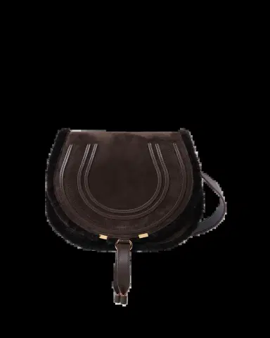 Chloé Marcie Saddle Crossbody Bag in Shearling-Trim Suede | Thumbnail 2 Chloé Marcie Saddle Crossbody Bag in Shearling-Trim Suede | Thumbnail 2