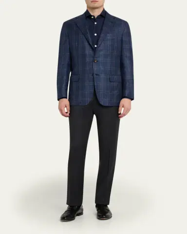 Kiton Men's Wool and Cashmere Flat-Front Pants | Thumbnail 2 Kiton Men's Wool and Cashmere Flat-Front Pants | Thumbnail 2