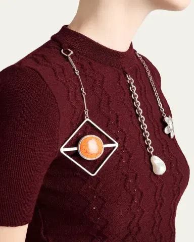 Prada Pendant Short-Sleeve Wool Sweater | Thumbnail 5 Prada Pendant Short-Sleeve Wool Sweater | Thumbnail 5