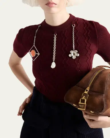Prada Pendant Short-Sleeve Wool Sweater | Thumbnail 8 Prada Pendant Short-Sleeve Wool Sweater | Thumbnail 8
