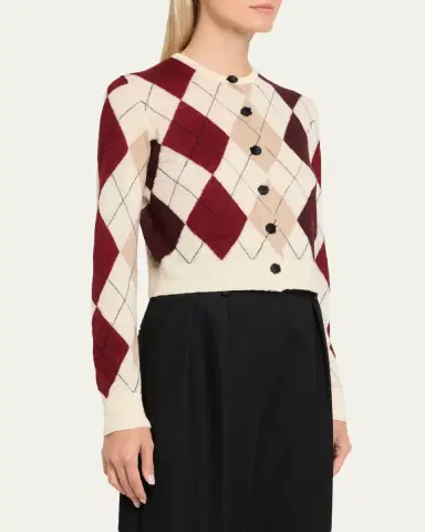 Khaite Charli Cashmere-Blend Argyle Cardigan | Thumbnail 4 Khaite Charli Cashmere-Blend Argyle Cardigan | Thumbnail 4