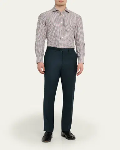 Kiton Men's Wool and Cashmere Flat-Front Pants | Thumbnail 2 Kiton Men's Wool and Cashmere Flat-Front Pants | Thumbnail 2