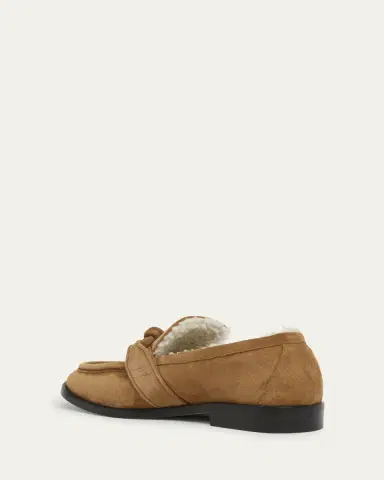 Bottega Veneta Astaire Suede Shearling-Lined Knot Loafers | Thumbnail 4 Bottega Veneta Astaire Suede Shearling-Lined Knot Loafers | Thumbnail 4