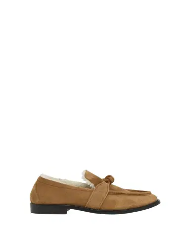 Bottega Veneta Astaire Suede Shearling-Lined Knot Loafers | Thumbnail 1 Bottega Veneta Astaire Suede Shearling-Lined Knot Loafers | Thumbnail 1