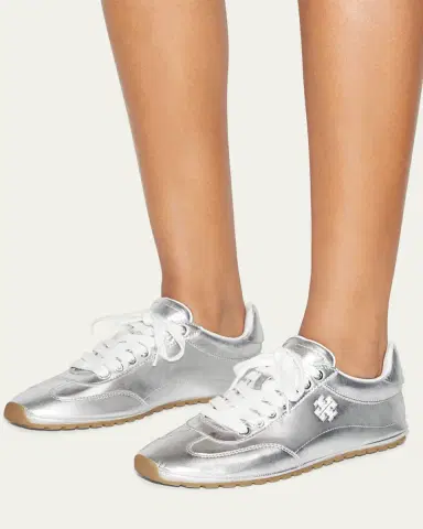 Tory Burch Field Metallic Leather Low-Top Sneakers | Thumbnail 2 Tory Burch Field Metallic Leather Low-Top Sneakers | Thumbnail 2