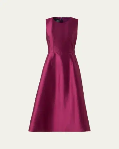 Akris Dupion Sleeveless Silk Shantung Midi Dress | Thumbnail 6 Akris Dupion Sleeveless Silk Shantung Midi Dress | Thumbnail 6