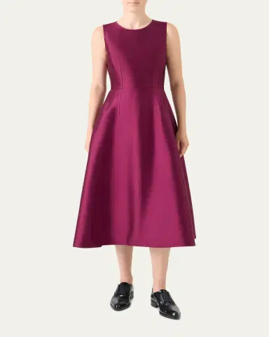 Akris Dupion Sleeveless Silk Shantung Midi Dress | Thumbnail 7 Akris Dupion Sleeveless Silk Shantung Midi Dress | Thumbnail 7
