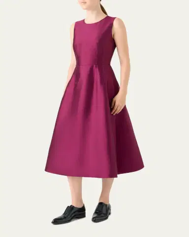 Akris Dupion Sleeveless Silk Shantung Midi Dress | Thumbnail 9 Akris Dupion Sleeveless Silk Shantung Midi Dress | Thumbnail 9