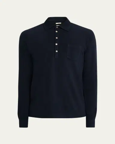 Massimo Alba en's Pique Cotton and Cashmere Long-Sleeve Polo Shirt | Thumbnail 6 Massimo Alba en's Pique Cotton and Cashmere Long-Sleeve Polo Shirt | Thumbnail 6