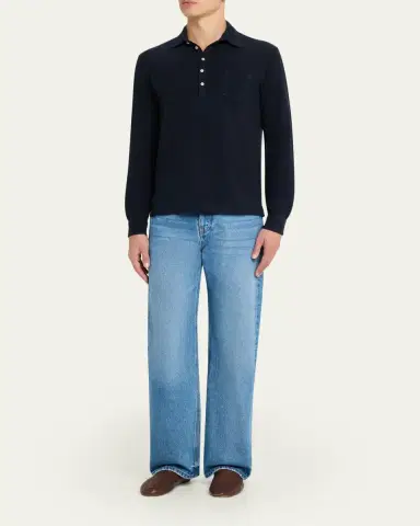Massimo Alba en's Pique Cotton and Cashmere Long-Sleeve Polo Shirt | Thumbnail 7 Massimo Alba en's Pique Cotton and Cashmere Long-Sleeve Polo Shirt | Thumbnail 7