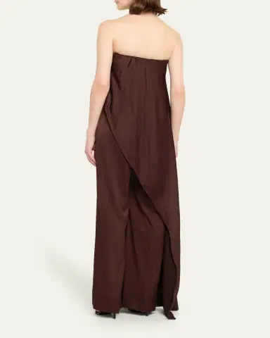 Halston Sonia Strapless Draped Wide-Leg Jumpsuit | Thumbnail 3 Halston Sonia Strapless Draped Wide-Leg Jumpsuit | Thumbnail 3