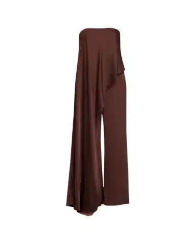 Halston Sonia Strapless Draped Wide-Leg Jumpsuit | Thumbnail 1 Halston Sonia Strapless Draped Wide-Leg Jumpsuit | Thumbnail 1