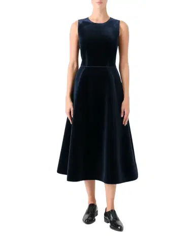 Akris Sleeveless Velvet Midi Cocktail Dress | Thumbnail 1 Akris Sleeveless Velvet Midi Cocktail Dress | Thumbnail 1