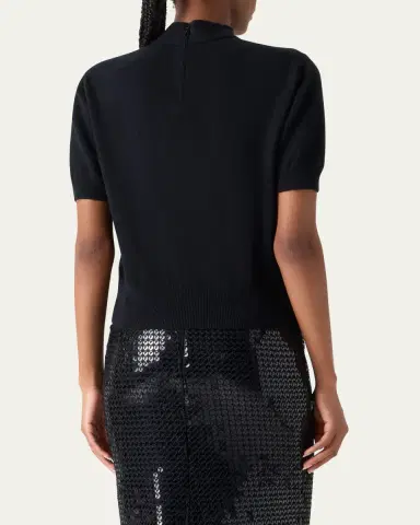 Akris Mock-Neck Short-Sleeve Cashmere Sweater | Thumbnail 3 Akris Mock-Neck Short-Sleeve Cashmere Sweater | Thumbnail 3