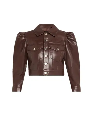 Alice + Olivia Lana Vegan Leather Puff-Shoulder Jacket | Thumbnail 1 Alice + Olivia Lana Vegan Leather Puff-Shoulder Jacket | Thumbnail 1