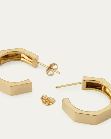 Lana Hollow Rock Hoop Earrings, 22mm | Thumbnail 4 Lana Hollow Rock Hoop Earrings, 22mm | Thumbnail 4
