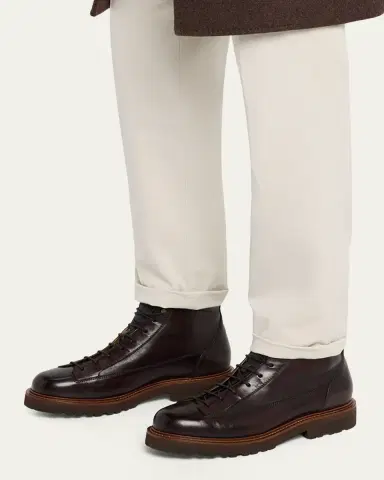 Brunello Cucinelli Men's Leather Wool-Tongue Hiking Ankle Boots | Thumbnail 2 Brunello Cucinelli Men's Leather Wool-Tongue Hiking Ankle Boots | Thumbnail 2