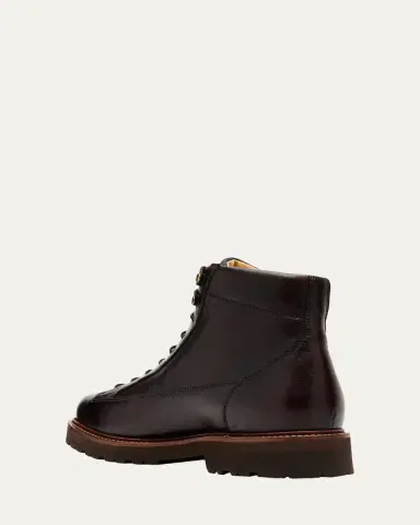 Brunello Cucinelli Men's Leather Wool-Tongue Hiking Ankle Boots | Thumbnail 4 Brunello Cucinelli Men's Leather Wool-Tongue Hiking Ankle Boots | Thumbnail 4